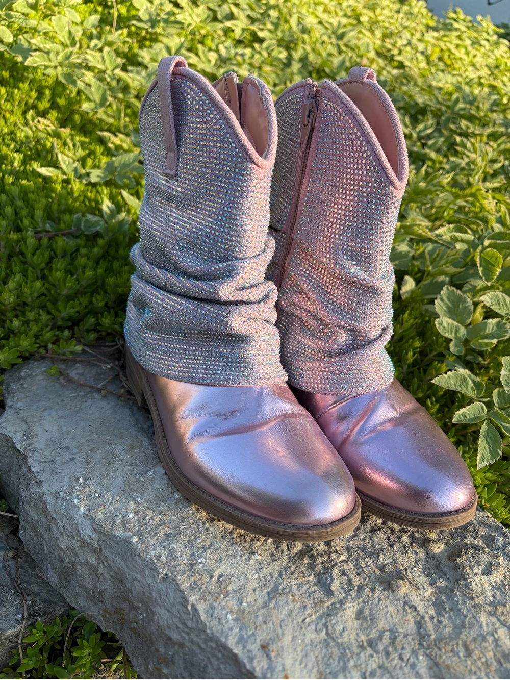 Steve Madden Pink Girls Rhinestone Boots